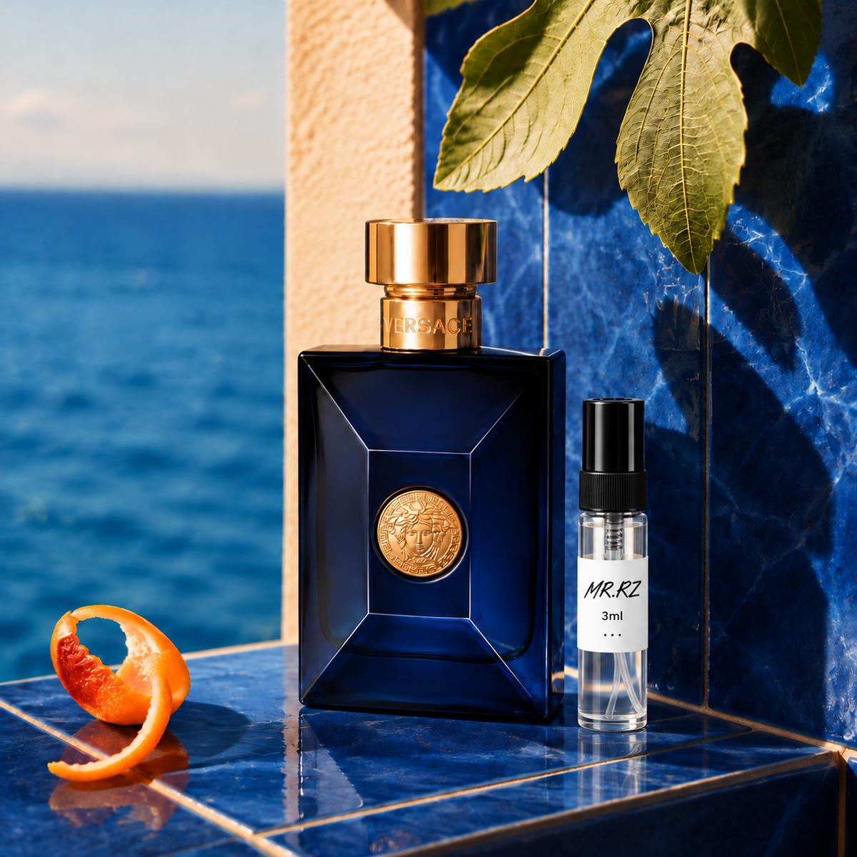 Versace Pour Homme Dylan Blue – původní prostředí s lahvičkou vzorku MrRizz