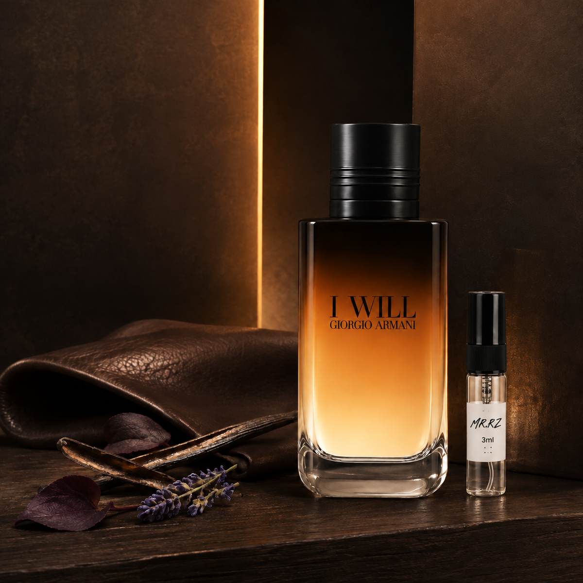 Giorgio Armani I Will – původní prostředí s lahvičkou vzorku MrRizz