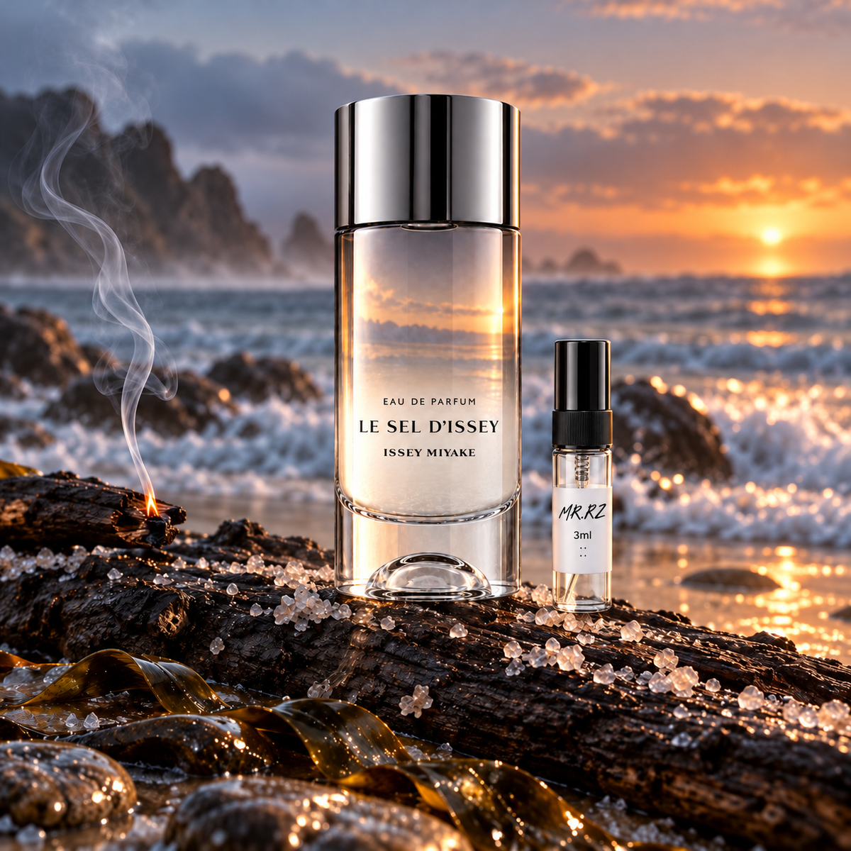 Issey Miyake Le Sel d'Issey EDP – původní prostředí s lahvičkou vzorku MrRizz
