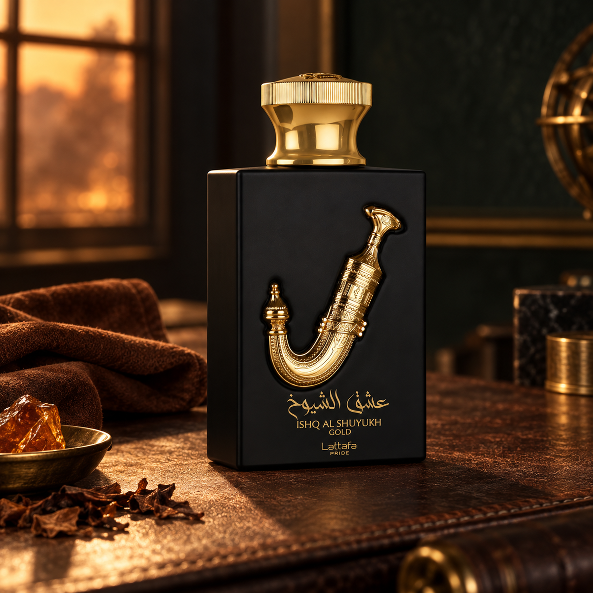 Lattafa Ishq Al Shuyukh Gold 100 ml – produkt v prostředí
