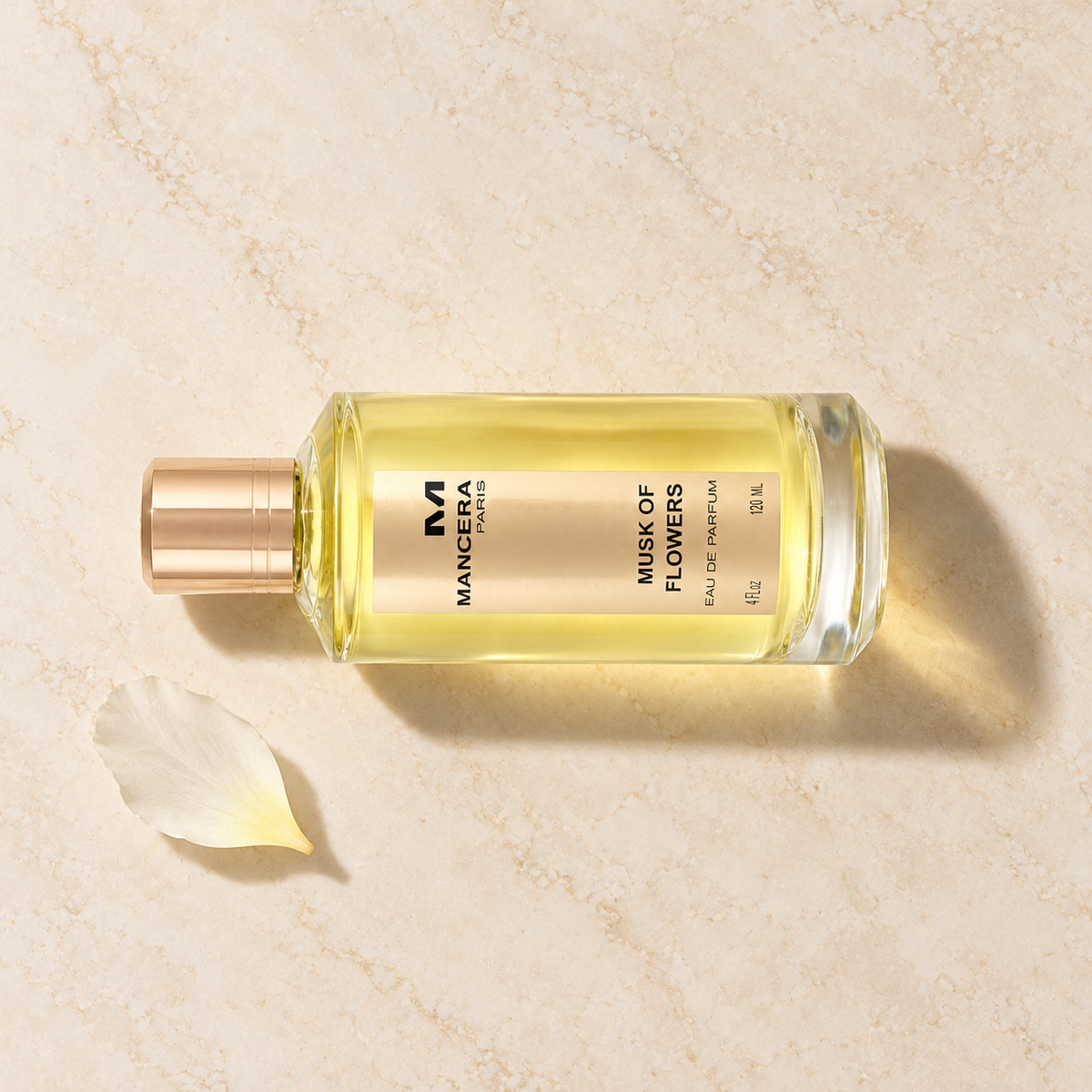 MANCERA Musk Of Flowers 120 ml – parfém v prostředí, pohled shora s bočním stínem