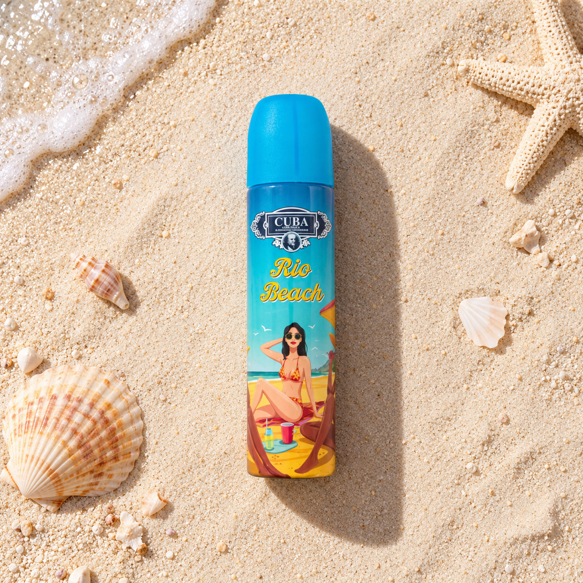 Cuba Rio Beach 100 ml – parfém v prostředí, pohled shora s bočním stínem