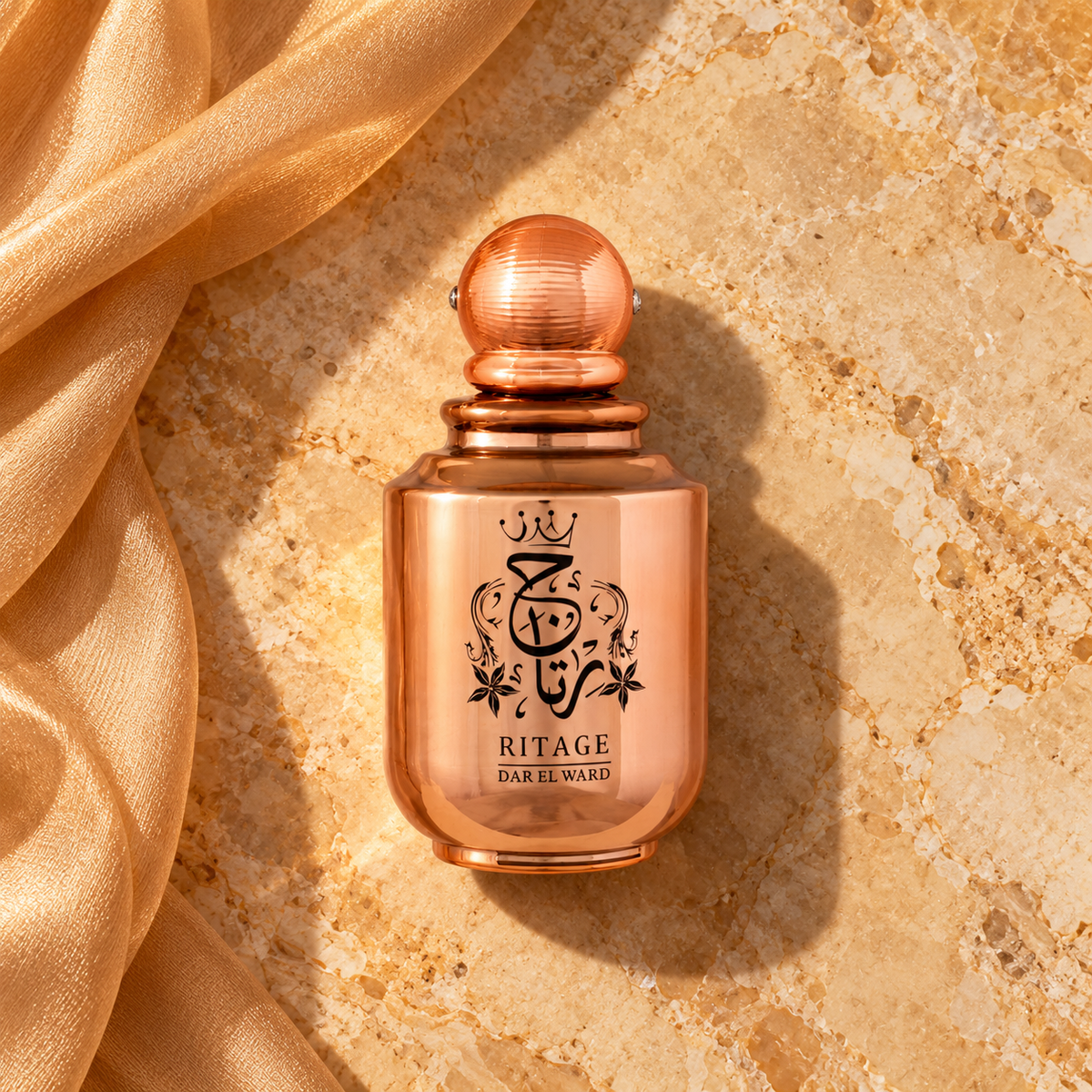 Dar El Ward Ritage 100 ml – parfém v prostředí, pohled shora s bočním stínem