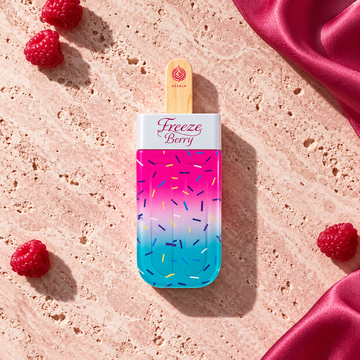 Assala Prime Freeze Berry 85 ml – parfém v prostředí, pohled shora s bočním stínem