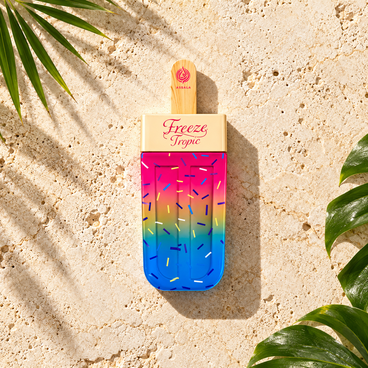 Assala Prime Freeze Tropic 85 ml – parfém v prostředí, pohled shora s bočním stínem