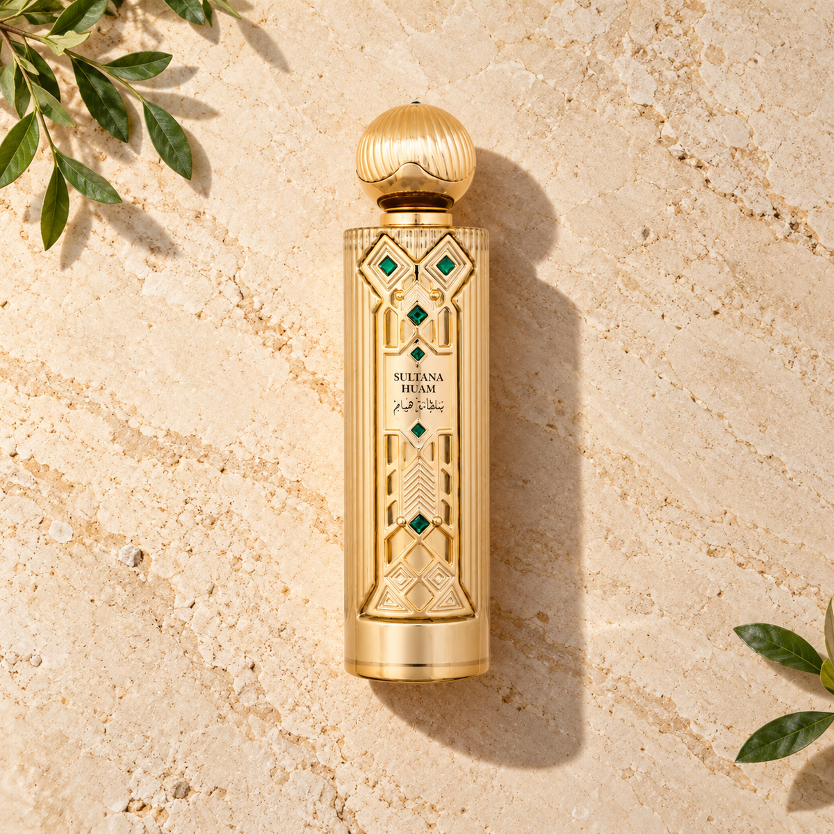 Al Malakia Sultana Huam 100 ml – parfém v prostředí, pohled shora s bočním stínem