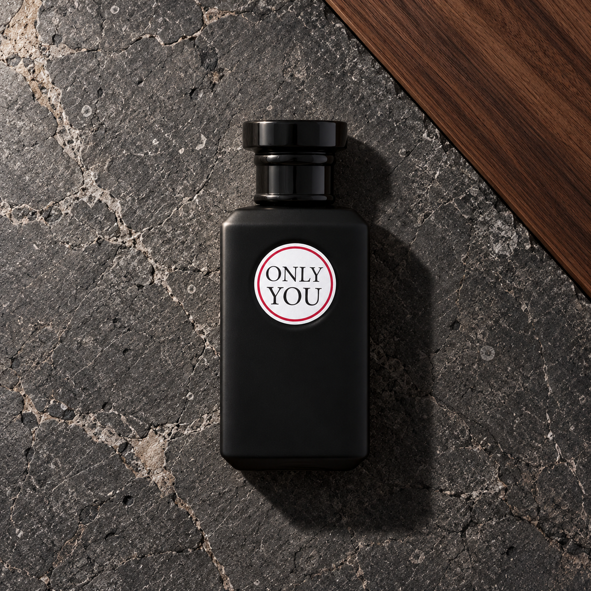 New Brand Parfums Prestige Only You Black 100 ml – parfém v prostředí, pohled shora s bočním stínem