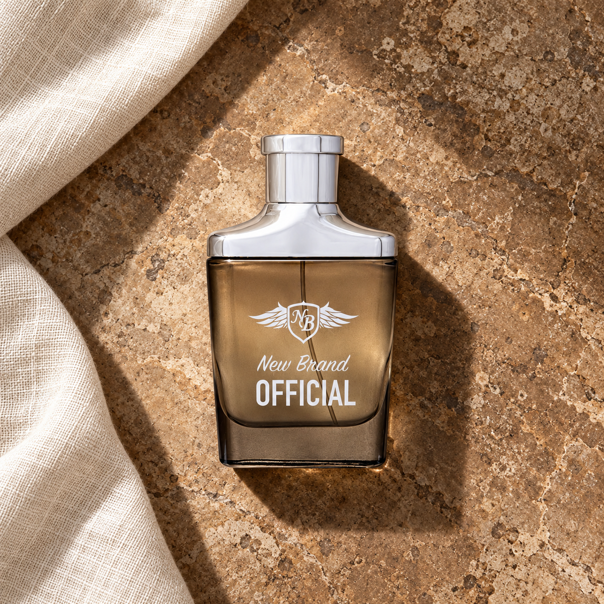 New Brand Parfums Prestige Official 100 ml – parfém v prostředí, pohled shora s bočním stínem