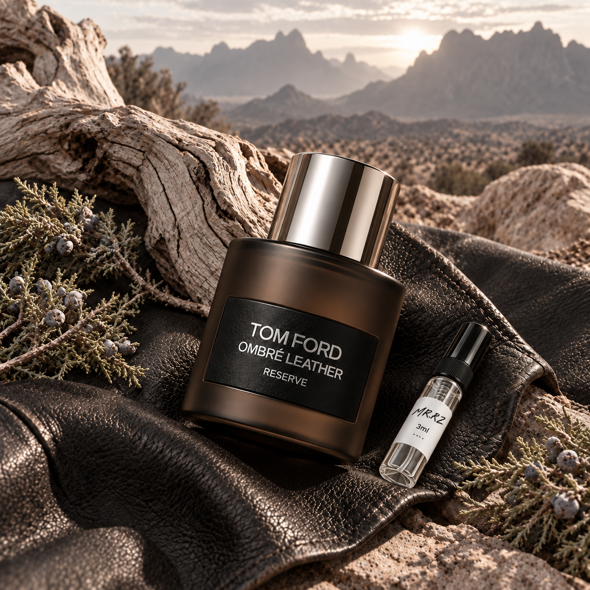 Tom Ford Ombré Leather Reserve – původní prostředí s lahvičkou vzorku MrRizz