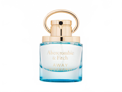 Flakon Abercrombie & Fitch Away Weekend EDP 30 ml na béžovém pozadí – MrRizz