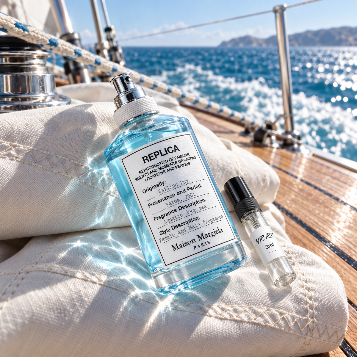 Maison Margiela Replica Sailing Day – původní prostředí s lahvičkou vzorku MrRizz
