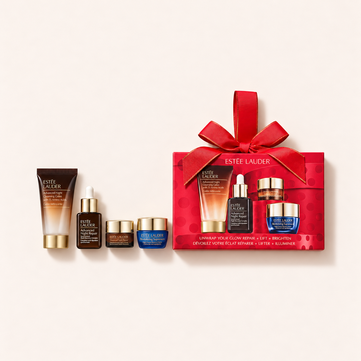 Čtyřdílná kosmetická sada Estée Lauder Unwrap Your Glow Repair + Lift + Brighten – MrRizz