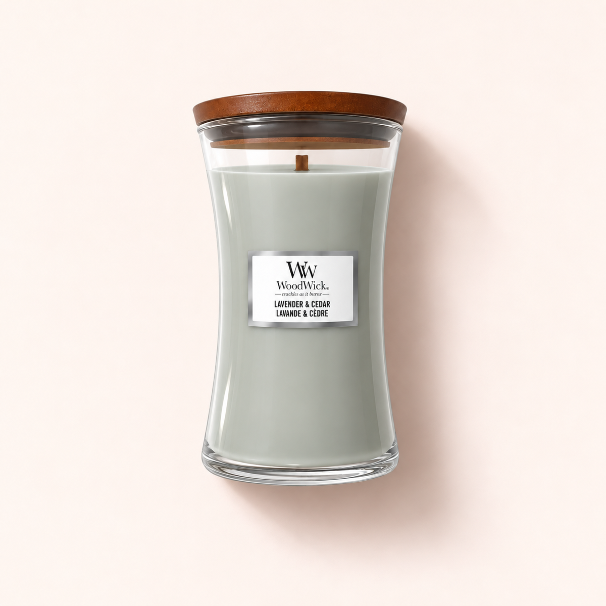 Produktová fotografie WoodWick Lavender & Cedar – velká vonná svíčka – MrRizz