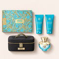 Dárkový set Versace Dylan Turquoise EDT 100 ml, sprchový gel 100 ml, tělový gel 100 ml a kosmetická taštička – MrRizz