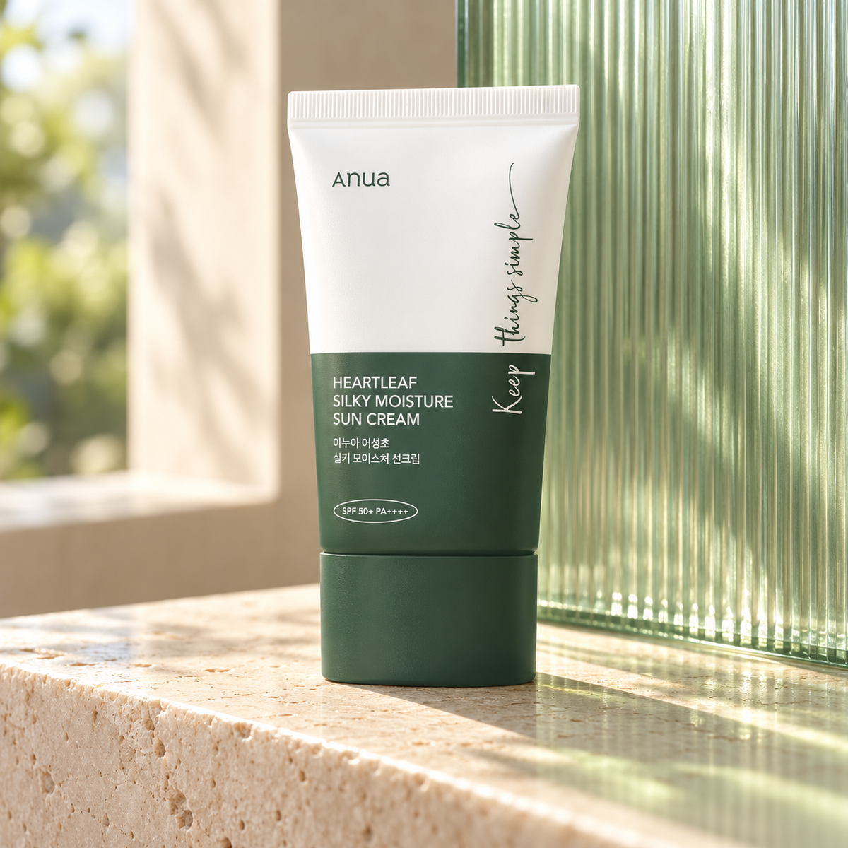 Anua Heartleaf Silky Moisture Sun Cream 50 ml ve slunečném prostředí – MrRizz