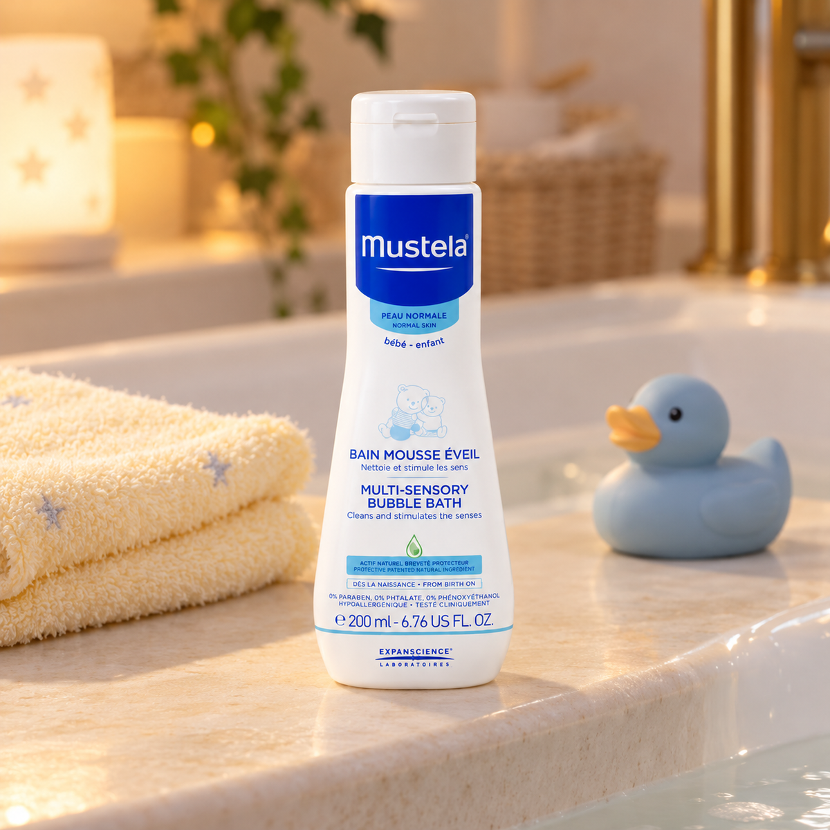 Mustela Bébé Multi-Sensory Bubble Bath 200 ml – atmosférická fotografie – MrRizz