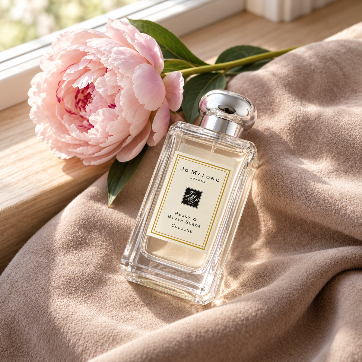 Jo Malone Peony & Blush Suede Kolínská voda 100 ml – atmosférická fotografie – MrRizz