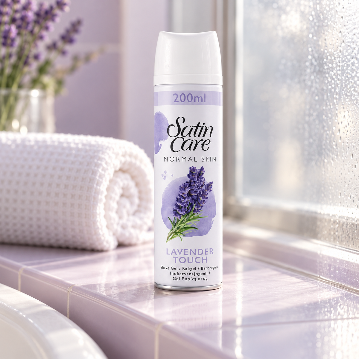 Gillette Satin Care Lavender Touch 200 ml – atmosférická fotografie – MrRizz