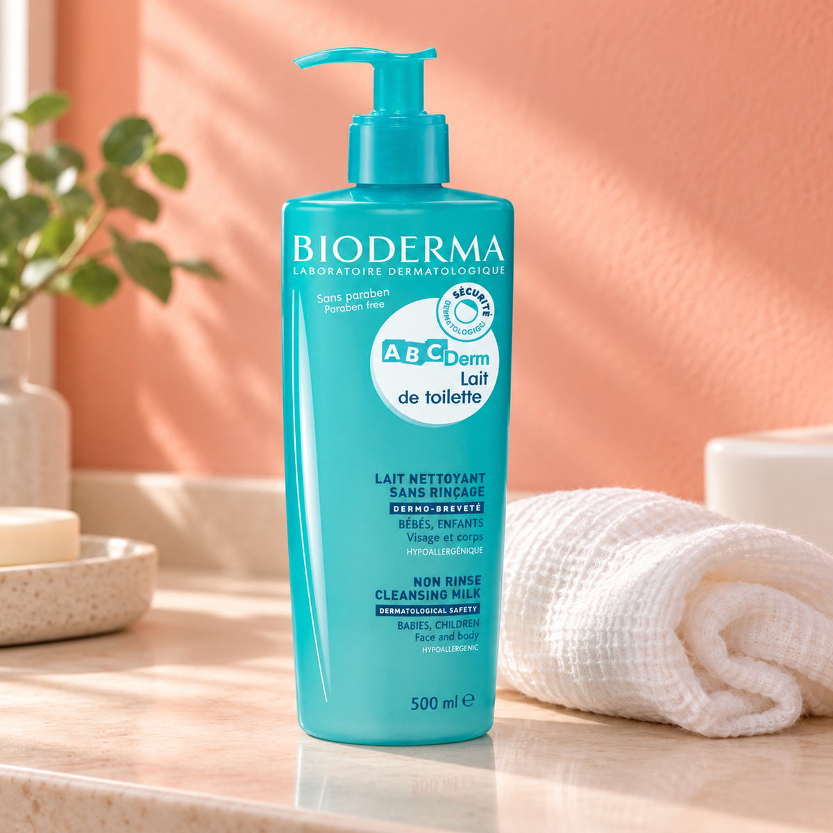 BIODERMA ABCDerm Non Rinse Cleansing Milk 500 ml – atmosférická fotografie – MrRizz