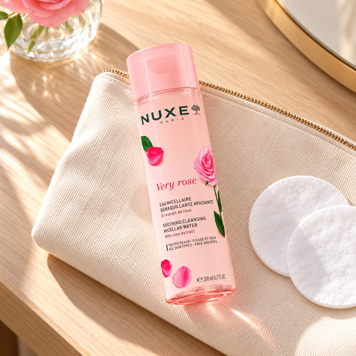 NUXE Very Rose Soothing Cleansing Micellar Water 200 ml – atmosférická fotografie – MrRizz